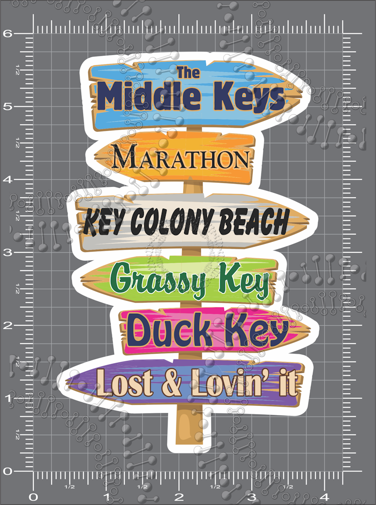 Florida Keys - Middle Keys Directional Sign Decal