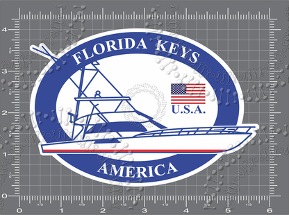 Florida Keys  - Oval Fishing Boat Decal
