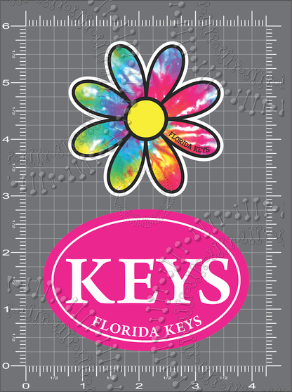 Florida Keys - Tie Dye Daisy and Pink Oval
