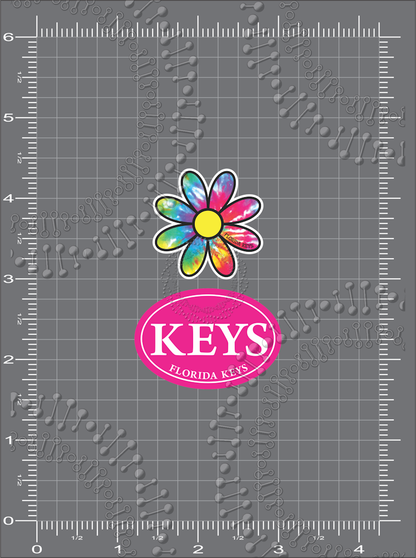 Florida Keys - Tie Dye Daisy and Pink Oval