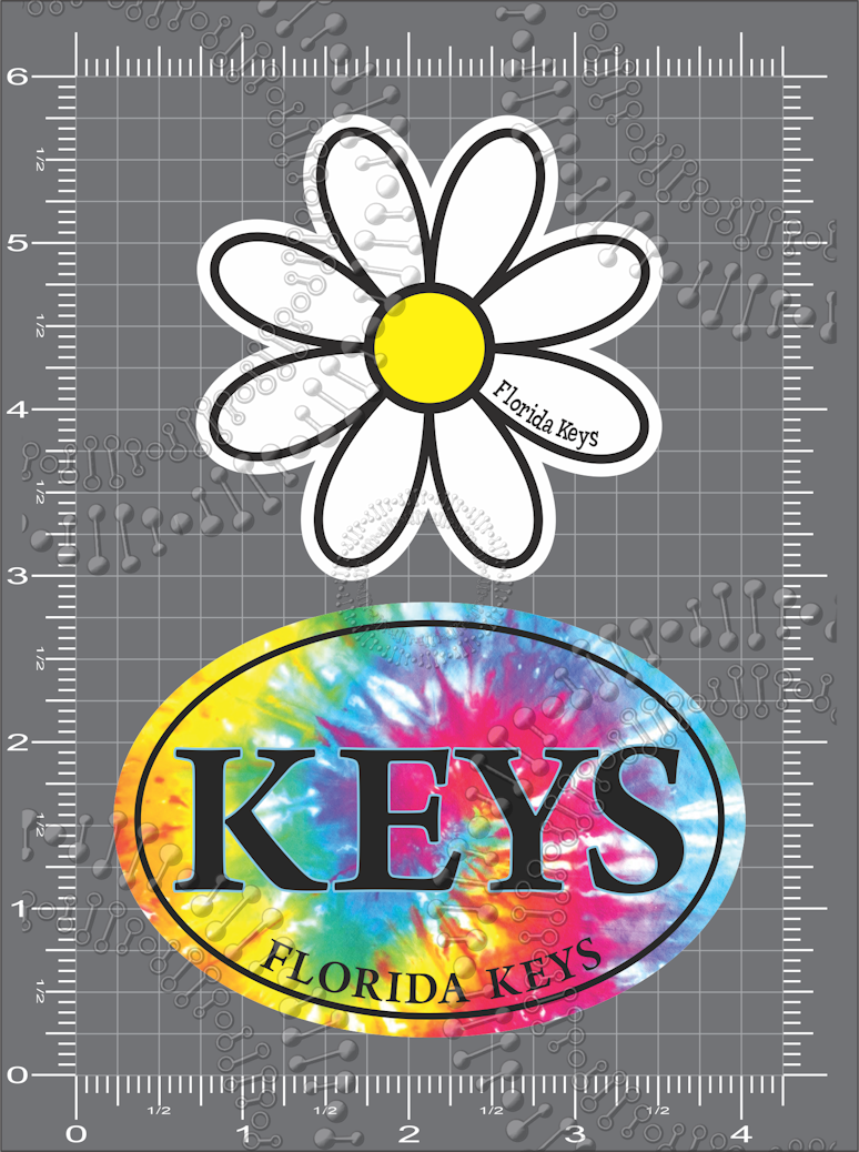 Florida Keys - White Daisy and Tie Dye Decal