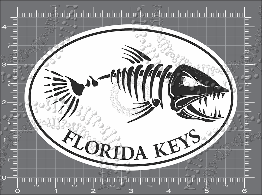 Florida Keys - White Fishbonz Decal