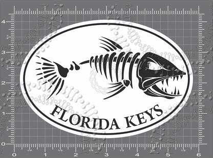 Florida Keys - White Fishbonz Decal