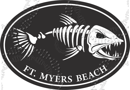 Fort Meyers Beach, FL - Black Fishbonz Decal