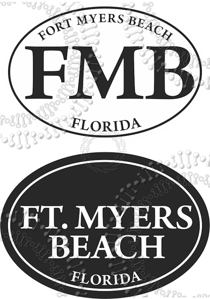 Fort Myers Beach, FL - Black and White Decal