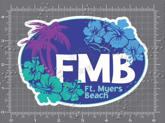 Fort Myers Beach, FL - FMB Aloha Blue Decal