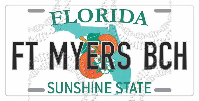 Fort Myers Beach, FL - License Plate Decal