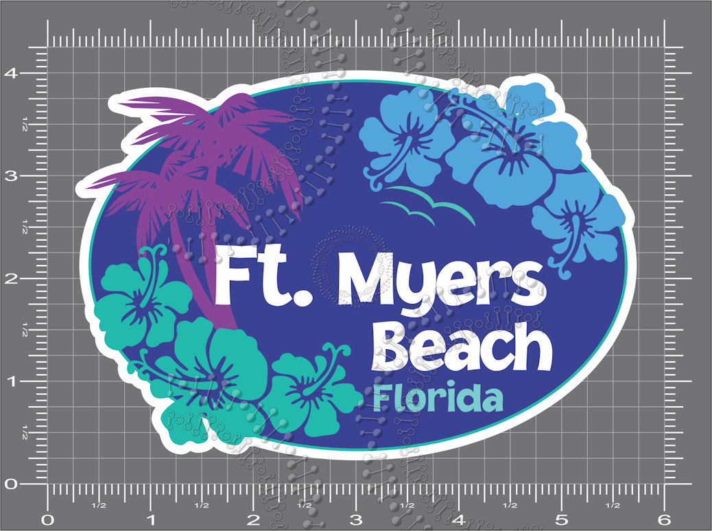 Fort Myers Beach, FL - Aloha Blue Decal