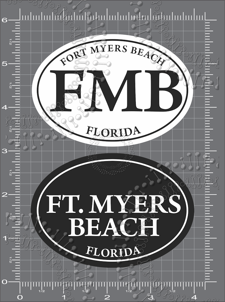 Fort Myers Beach, FL - Black and White Decal