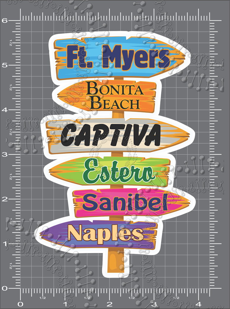 Fort Myers Beach, FL - Directional Decal