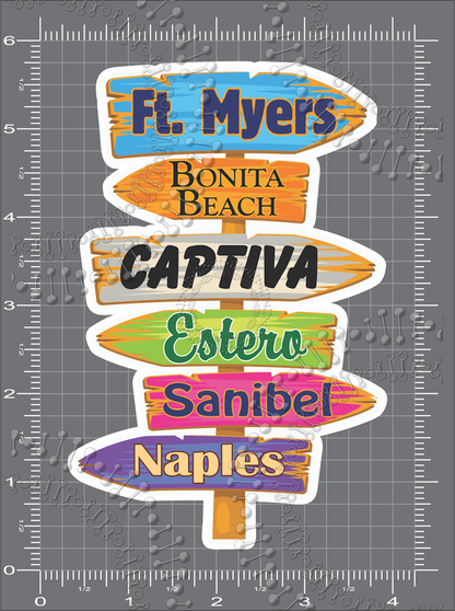 Fort Myers Beach, FL - Directional Decal