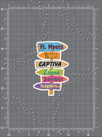 Fort Myers Beach, FL - Directional Decal