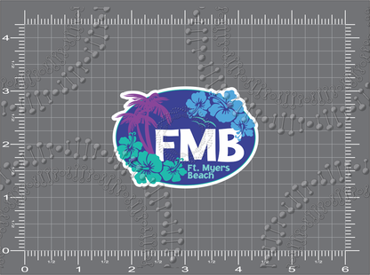 Fort Myers Beach, FL - FMB Aloha Blue Decal