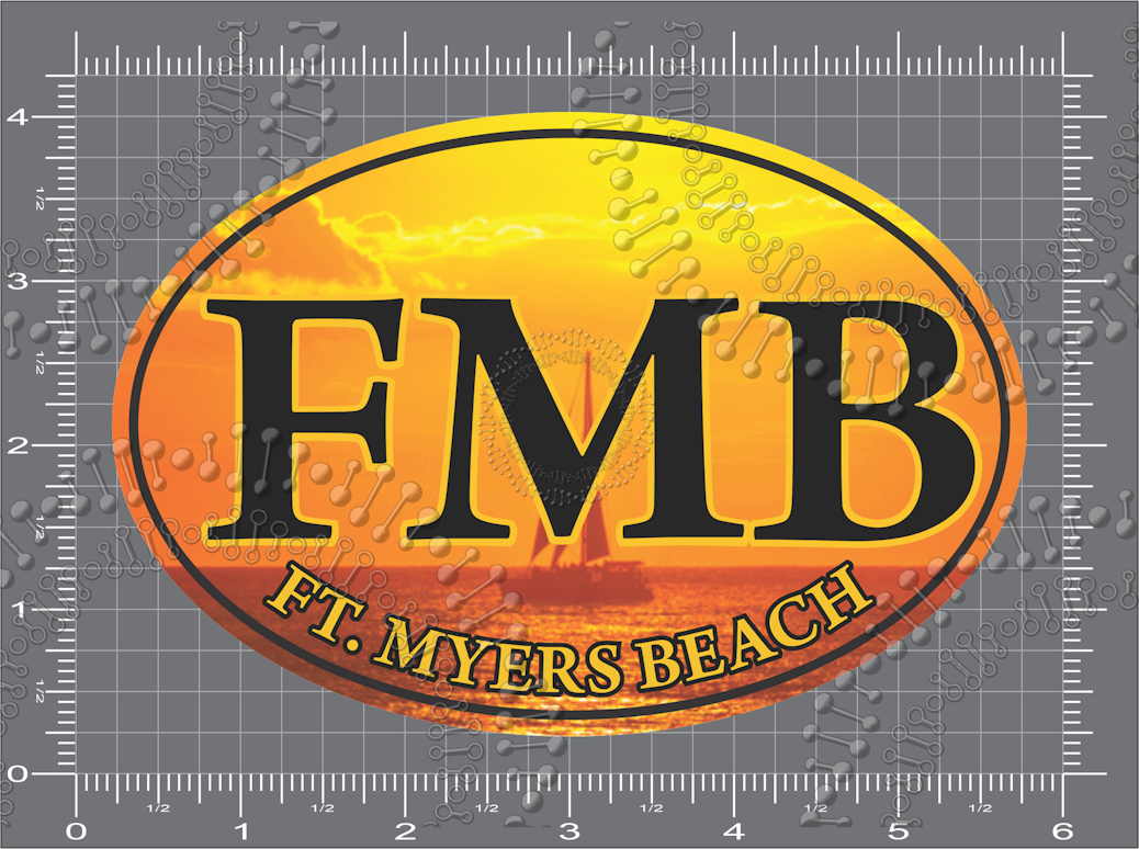 Fort Myers Beach, FL - FMB Sailboat at Sunset Decal