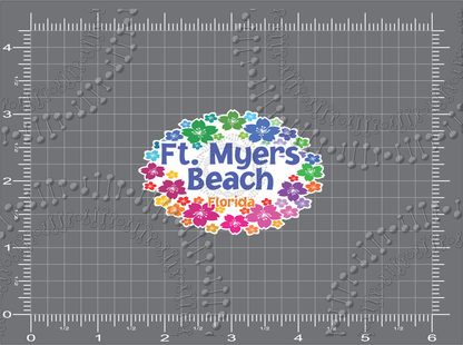 Fort Myers Beach, FL - Wreath Decal