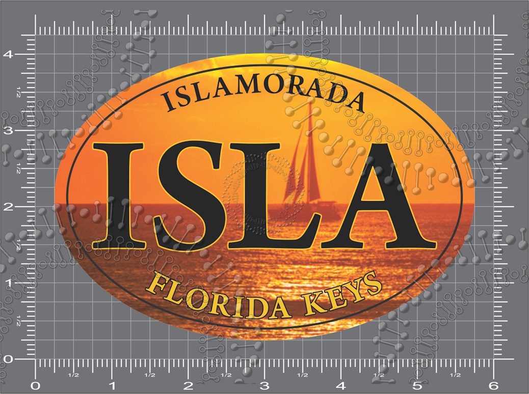 Islamorada, FL - Isla Sailboat Sunset Decal