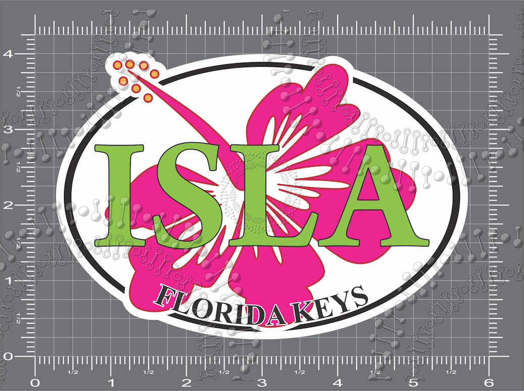 Islamorada, FL - Isla with Pink Hibiscus Decal