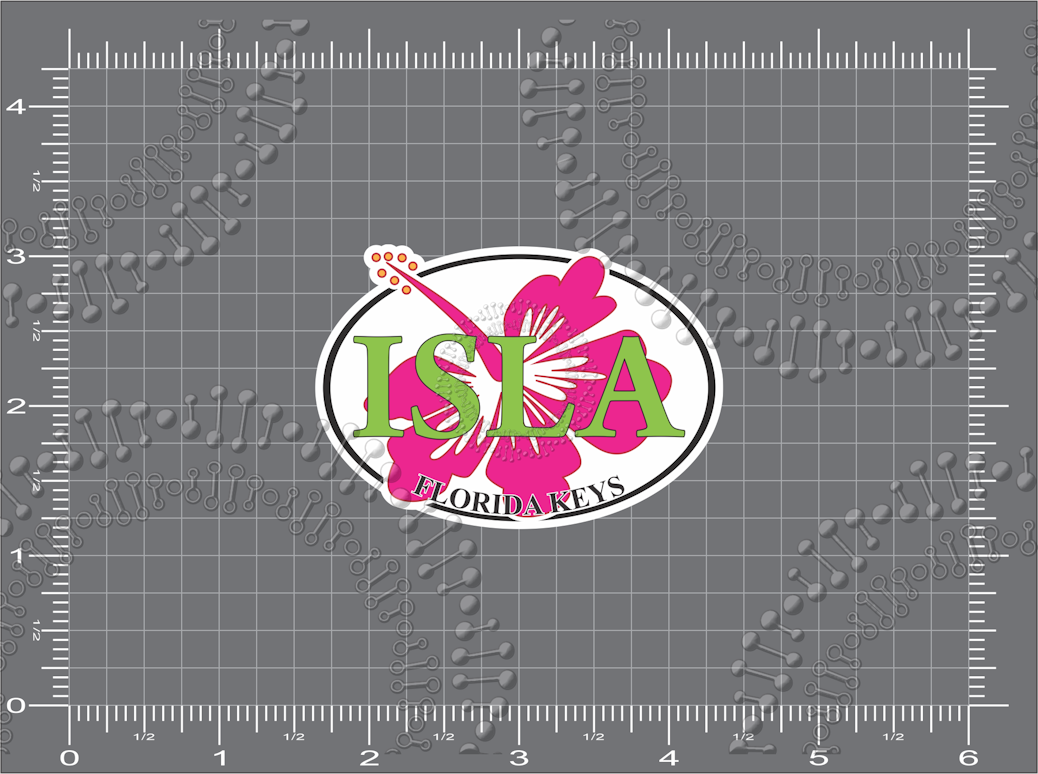 Islamorada, FL - Isla with Pink Hibiscus Decal