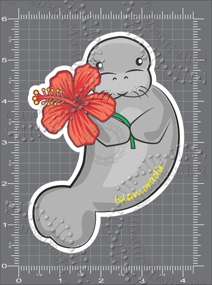 Islamorada, FL - Manatee Orange Flower Decal