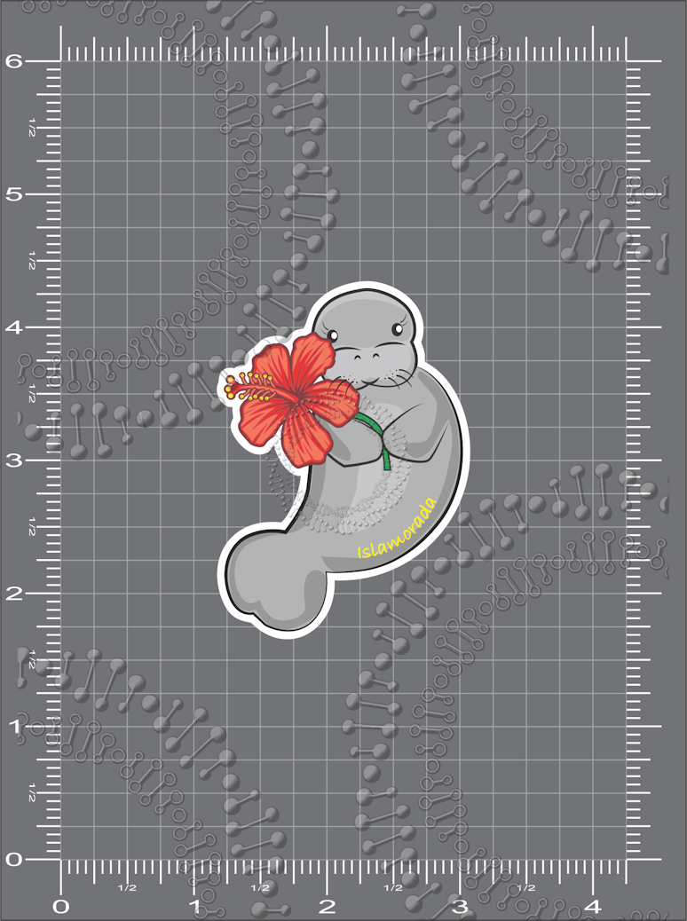 Islamorada, FL - Manatee Orange Flower Decal