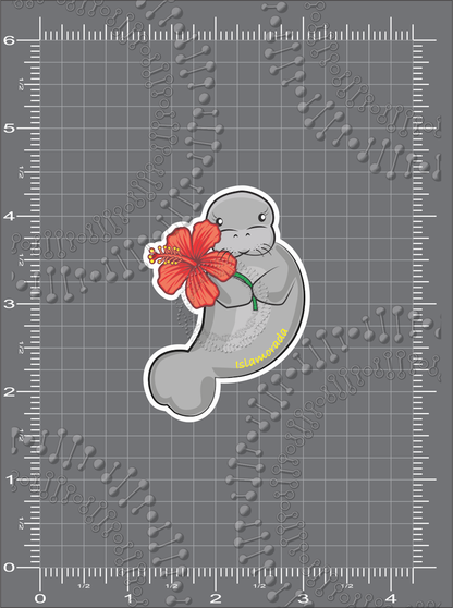 Islamorada, FL - Manatee Orange Flower Decal