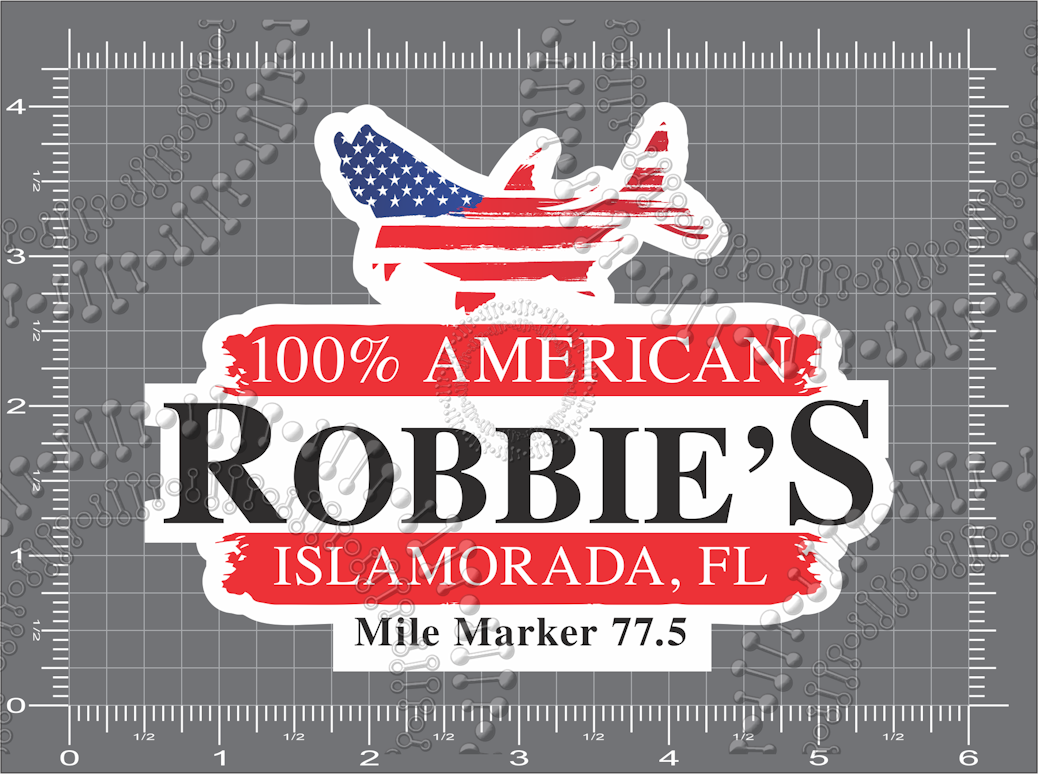 Islamorada, FL - Robbies 100_ American with Fish Flag Decal