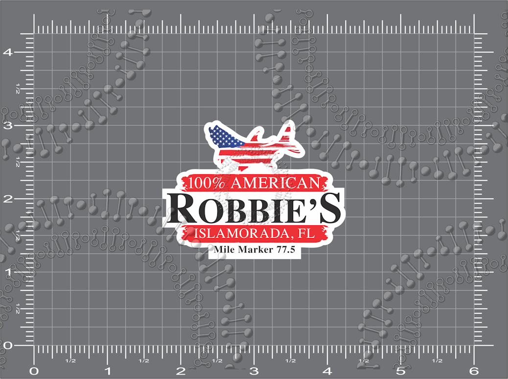 Islamorada, FL - Robbies 100_ American with Fish Flag Decal
