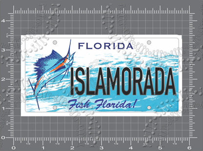 Islamorada, FL - Sailfish License Plate Decal