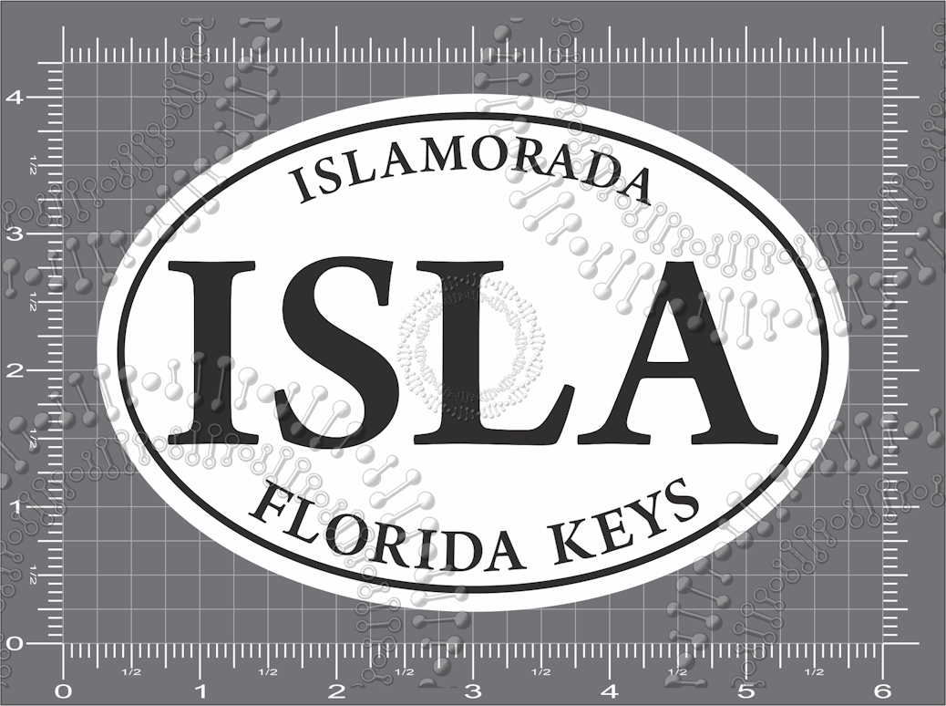 Islamorada, FL - White Isla Oval Decal