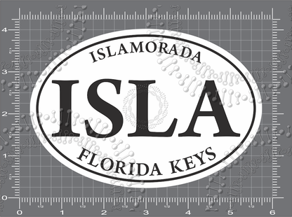 Islamorada, FL - White Isla Oval Decal