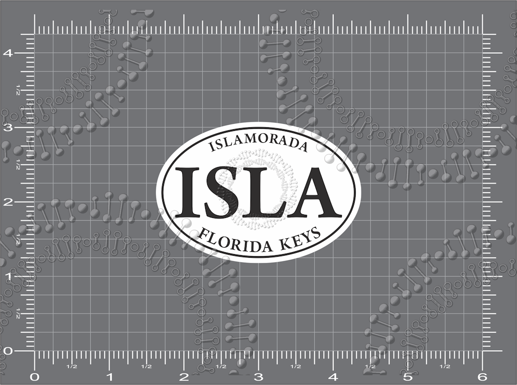 Islamorada, FL - White Isla Oval Decal