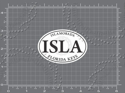 Islamorada, FL - White Isla Oval Decal