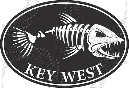 Key West, FL - Black Fishbonz Decal