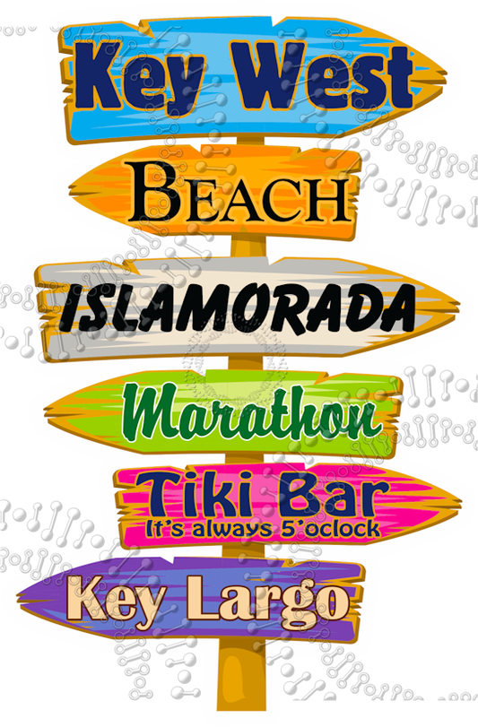 Key West, FL -  Directional Sign Decal