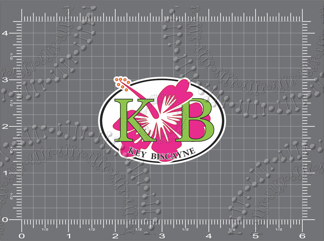Key Biscayne, FL - KB with Pink Hibiscus Decal