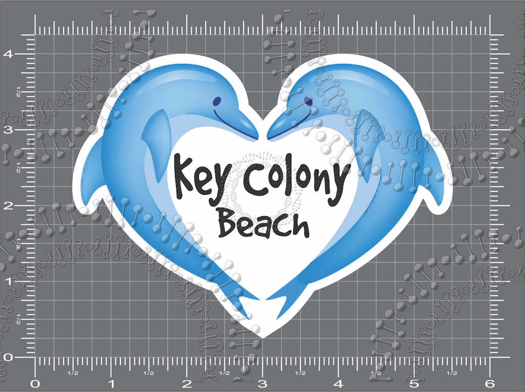 Key Colony Beach, FL - Dolphin Heart Decal