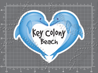 Key Colony Beach, FL - Dolphin Heart Decal