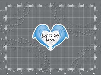 Key Colony Beach, FL - Dolphin Heart Decal