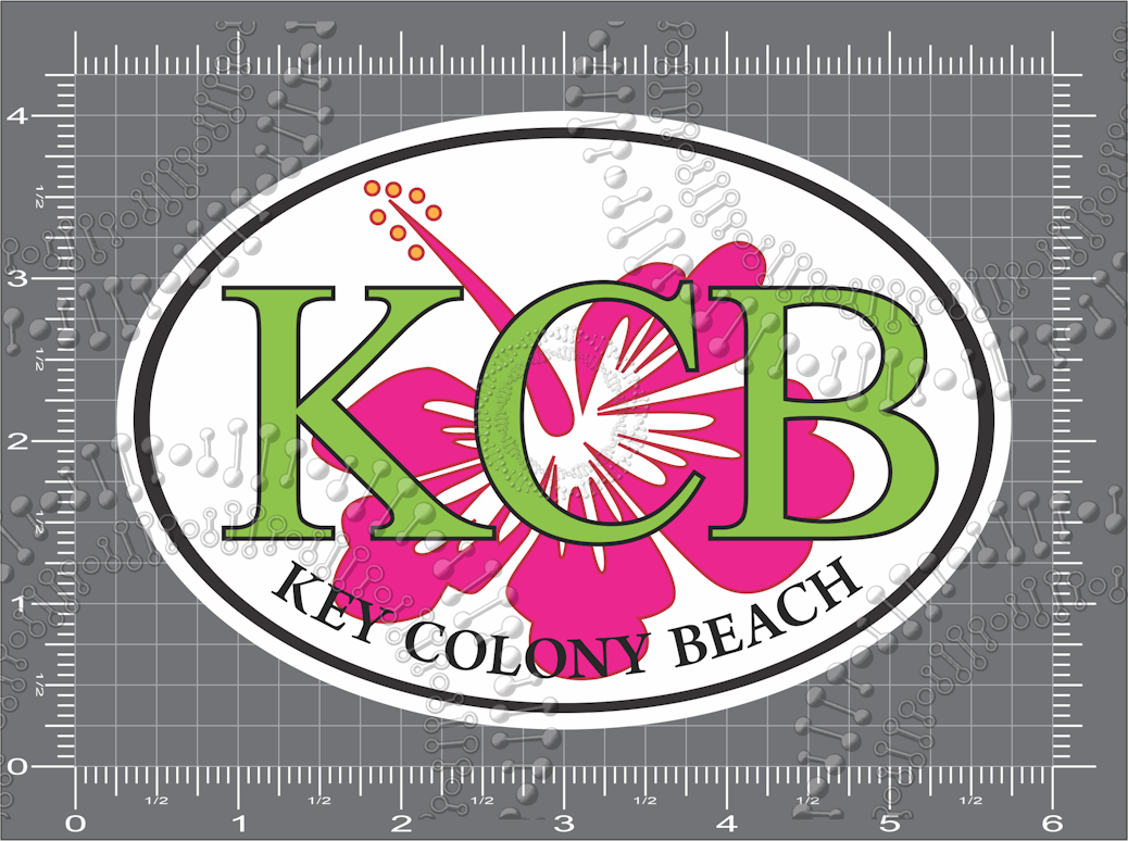 Key Colony Beach, FL - KCB with Pink Hibiscus Decal