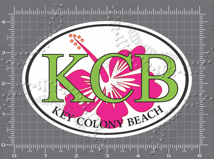 Key Colony Beach, FL - KCB with Pink Hibiscus Decal