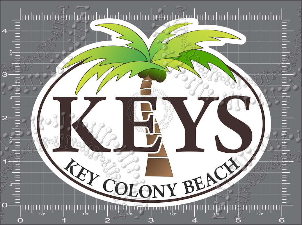 Key Colony Beach, FL - Keys with Palm Tree Decal
