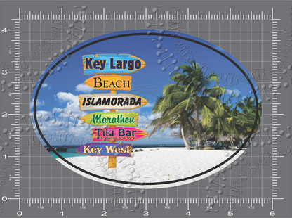 Key Largo, FL - Directional Beach Sign Decal