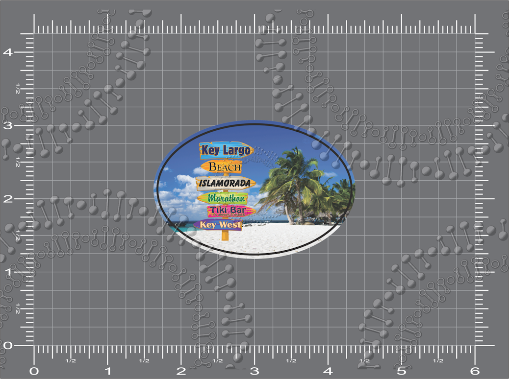 Key Largo, FL - Directional Beach Sign Decal