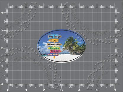 Key Largo, FL - Directional Beach Sign Decal