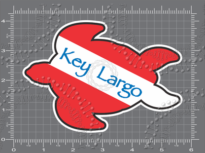 Key Largo, FL - Dive Turtle with Blue Text Decals