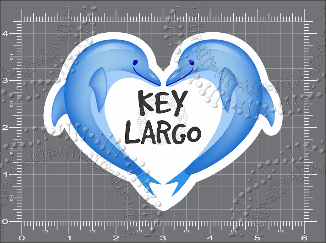 Key Largo, FL - Dolphin Heart Decal