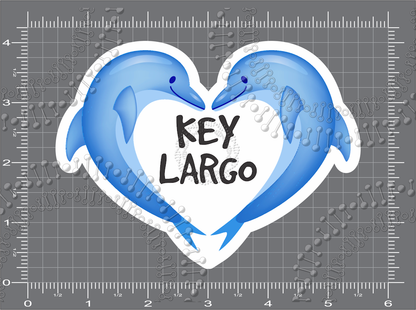 Key Largo, FL - Dolphin Heart Decal