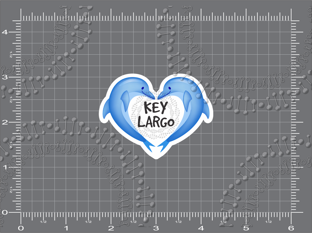 Key Largo, FL - Dolphin Heart Decal