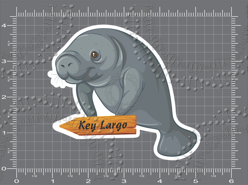 Key Largo, FL - Manatee Aroow Sign Decal