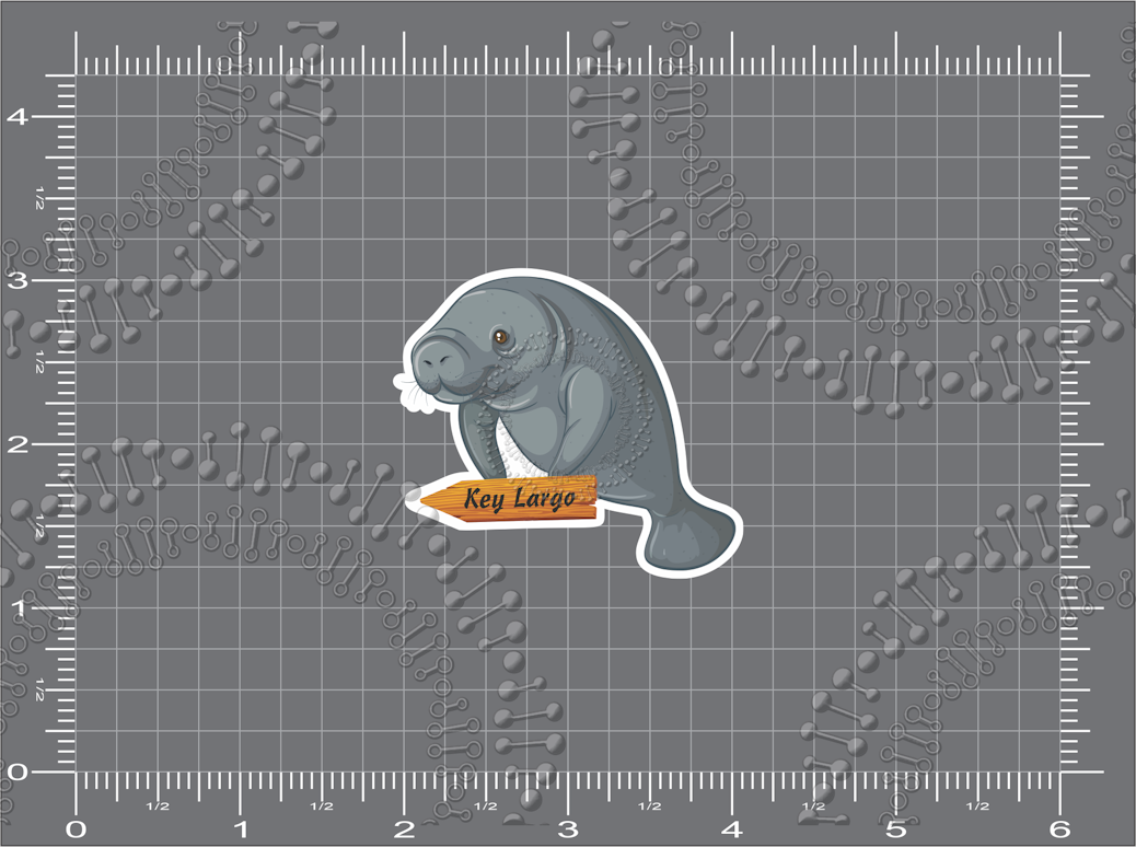 Key Largo, FL - Manatee Aroow Sign Decal